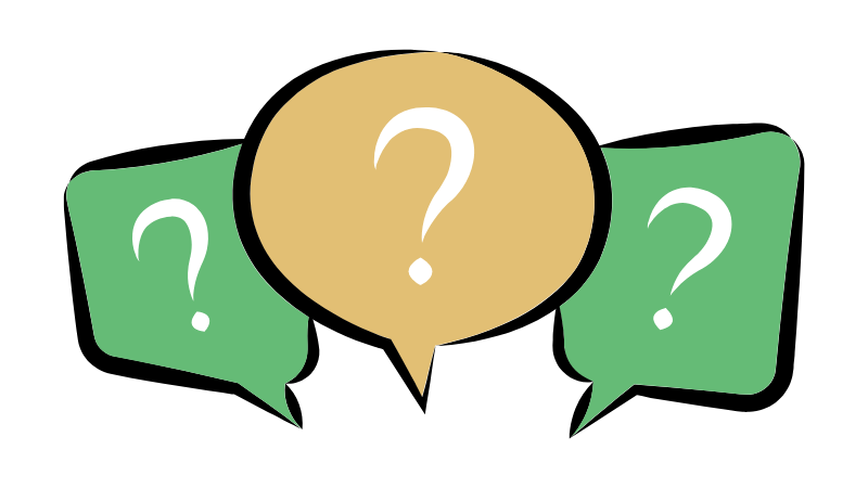 Word bubbles with question marks
