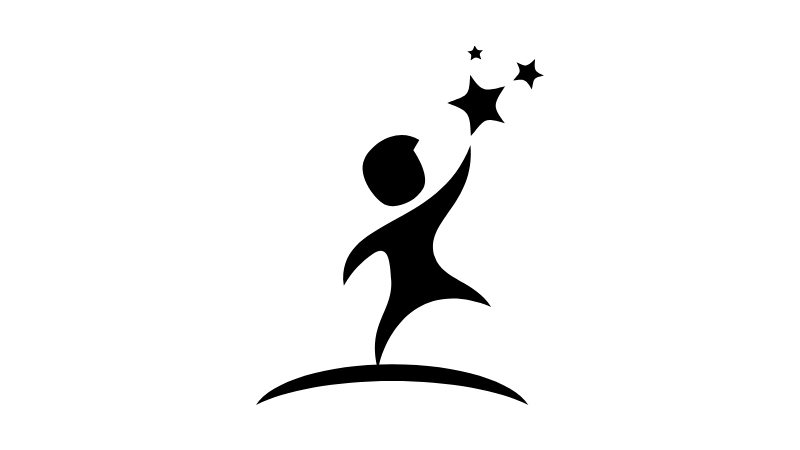 Stylized person reaching for stars